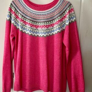 Appleseed's Pink and Multicolor Patterned Sweater